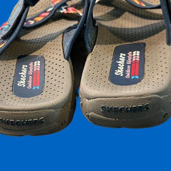 Skechers Reggae Blue Red Yellow Rasta Vegan Strap Sport Sandal 10 - Picture 3 of 7